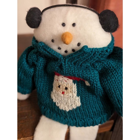 Plush Christmas Snowman with Sweater -Terry's Village - Picture 2 of 5